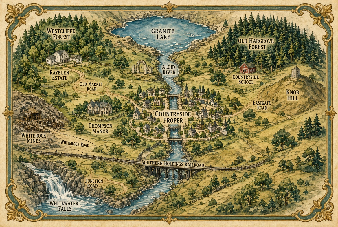 Painted valley map